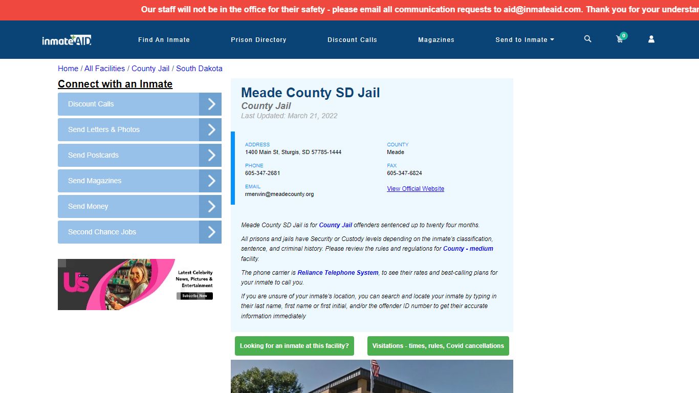 Meade County SD Jail - Inmate Locator - Sturgis, SD