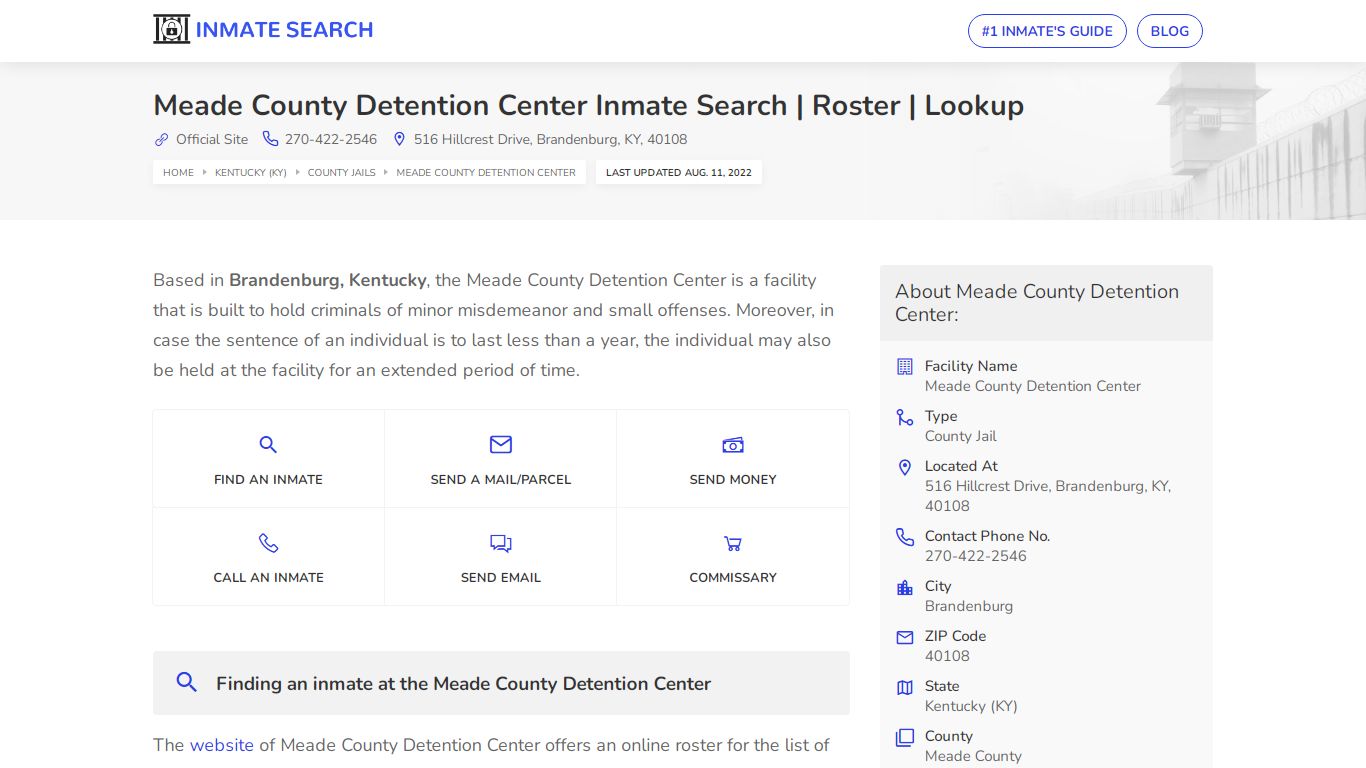 Meade County Detention Center Inmate Search | Roster | Lookup